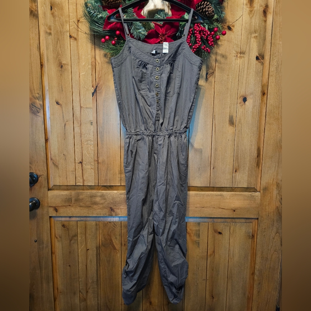Vintage Gray Button-Front Jumpsuit